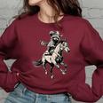 Vintage Cowboy Raccoon Sweatshirt for Women - Retro Western 90s Style Maroon