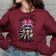 Women's Oversized Sweatshirt - Cute Feral Raccoon with Sunglasses Design Maroon