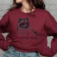Women's Oversized Sweatshirt - Moonlit Trash Panda Design Maroon