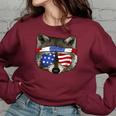 Women's USA Patriotic Raccoon Tee - July 4th Trash Panda Style Maroon