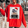 Christmas Raccoon Women's Oversized Sweatshirt - Funny Holiday Style Red