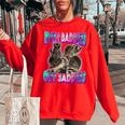 Even Baddies Get Saddies Raccoon Meme Women's Oversized Sweatshirt Red