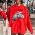 Fairy Godpossum Raccoon Sweatshirt - Women's Oversized Cozy Wear Red