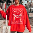 In My Feral Era Raccoon With Moon Trash Panda Women's Oversized Sweatshirt Red