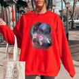 Ferrets Howling Moon Women's Oversized Sweatshirt - Cozy & Unique Red