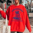 Funny Cowboy Raccoon Meme Sweatshirt - Women's Oversized Fit Red
