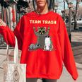 Garbage Gang Opossum & Raccoon Women's Oversized Sweatshirt Red