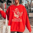Humorous Cowboy Raccoon Sweatshirt - Vintage Western, Women, Small Red