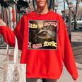 Life Is Soup Oddly Specific Weird Ironic Raccoon Meme Women's Oversized Sweatshirt Red