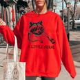 A Little Feral Raccoon With Moon Animal Raccoon Trash Panda Women's Oversized Sweatshirt Red