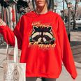 Live Fast Eat Trash Retro Trash Panda Raccoon Women's Oversized Sweatshirt Red