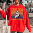 Pew Pew Madafakas Raccoon Sweatshirt - Vintage Women's Oversized Pullover Red