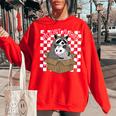Possum Racoon Adopt A Cat Team Trash Opossums Raccoons Small Women's Oversized Sweatshirt Red