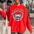 Raccoon Be Gay Do Crime Women's LGBTQ Pride Oversized Sweatshirt Red