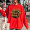Raccoon Cartoon Oversized Sweatshirt for Women - Fun Kids Theme Red