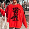 Raccoon Cowboy Cowgirl Western Sweatshirt | Oversized Unisex Style Red