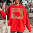 Raccoon Element Chemistry Lover Sweatshirt - Women's Oversized Fit Red