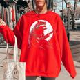 Raccoon Guitarist Women's Oversized Sweatshirt | Fun Meme Design Red