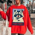 Raccoon Lover Women's Oversized Sweatshirt – Animal-Inspired Style Red