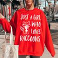 Raccoon Lover Women’s Oversized Sweatshirt – Cozy & Cute Red