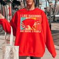 Raccoon For Men Women Raccoon Lover Introvert Women's Oversized Sweatshirt Red