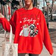 Raccoon For Men Women Raccoon Lover Introvert Women's Oversized Sweatshirt Red
