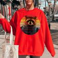 Raccoon Oversized Sweatshirt for Women - Cozy Wildlife Fashion Red