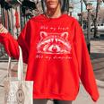 Raccoon Print Women's Oversized Sweatshirt – Cute Animal Design Red