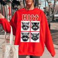 Raccoon Rock Band Oversized Unisex Sweatshirt - Music Lover's Dream Red