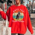 Raccoon Save The Trash Panda Retro Sunset Women's Sweatshirt Red