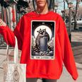 Raccoon Tarot Lovers Oversized Sweatshirt for Women | Cozy Fit Red