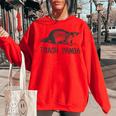 Raccoon & Trash Panda Grey Women's Oversized T-Shirt | Modern Animal Print Red
