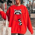 Raccoon 'Trash Panda' Women's Sweatshirt - Cartoon Casual Red