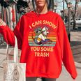 Raccoon Vintage Lovers Sweatshirt | Cozy Women's Oversized Fashion Red