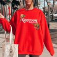 Raccoon Whisperer Women's Oversized Sweatshirt | Cozy Cute Tee Red