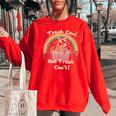 Raccoon Women's Oversized Sweatshirt | Eco-Friendly Trash Can Theme Red