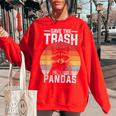 Raccoon Women's Oversized Sweatshirt - Vintage Retro Environmental Chic Red