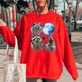 Raccoons Howling At The Moon Shirt Raccoon Women's Oversized Sweatshirt Red