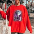 Rats Howling At Moon Women's Oversized Sweatshirt | Cozy Nightwear Red