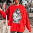 Retro Raccoon Rock Music Men Kids Women Raccoon Women's Oversized Sweatshirt Red