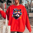 Retro Raccoon Sweatshirt - Colorful Headphones Design for Adults & Kids Red