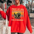 Retro Raccoon Women's Oversized Sweatshirt - Fun & Quirky Fashion Red