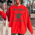 Sarcastic Raccoon Cowboy Women's Oversized Sweatshirt - Fun Vibes Red