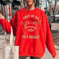 Sarcastic Raccoon Lover's Oversized Sweatshirt for Women - Fun & Quirky Red