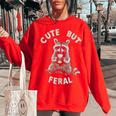 Sarcastic Raccoon Women's Oversized Sweatshirt - Cute But Feral Red
