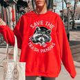 Save The Trash Pandas Raccoon Animal Lover Women's Oversized Sweatshirt Red