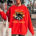 Save The Trash Pandas Raccoon Shirt Raccoon Animal T-Shirt Women's Oversized Sweatshirt Red