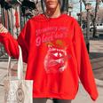 Strawberry Jams But My Don't Raccoon Women's Oversized Sweatshirt Red