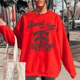 Sweet But Will Throw Hands Raccoon Sarcastic Women's Oversized Sweatshirt Red