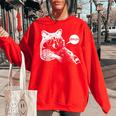 Trash Panda Lover Women's Oversized Sweatshirt | Teen Slang Meme Red